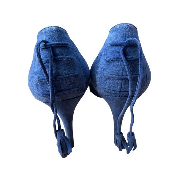 M. Gemi Blue Suede Tassel Heels Pointed Toe Women’s Size 8.5 / 39 - Picture 7 of 11